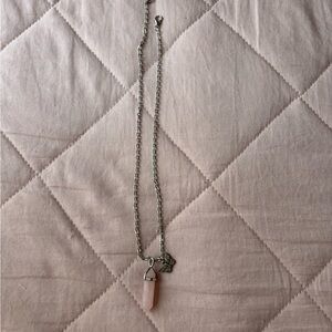 Elegant Silver and Rose Quartz Pendant Necklace